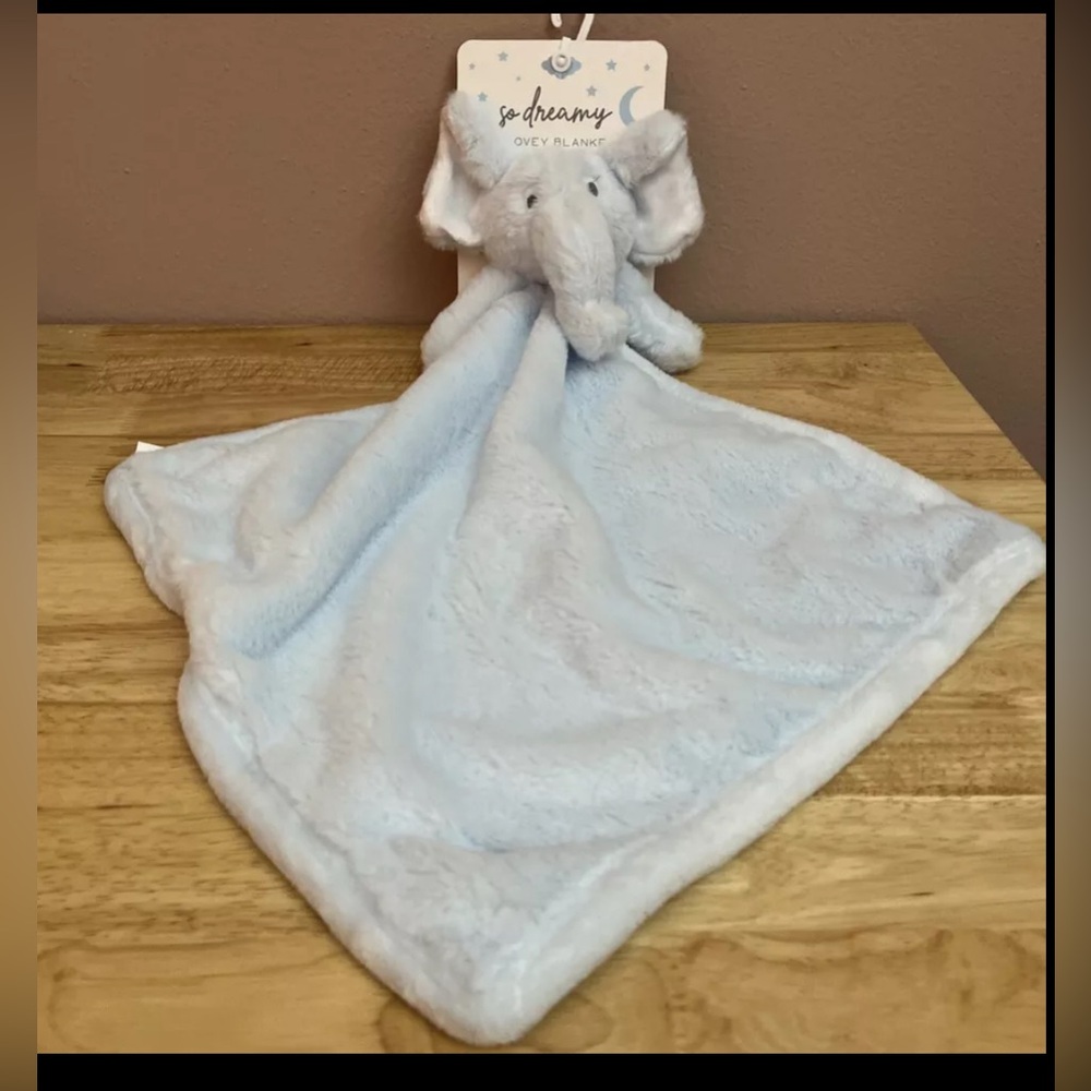 So Dreamy Blue Elephant Plush Lovey Security Blanket NEW